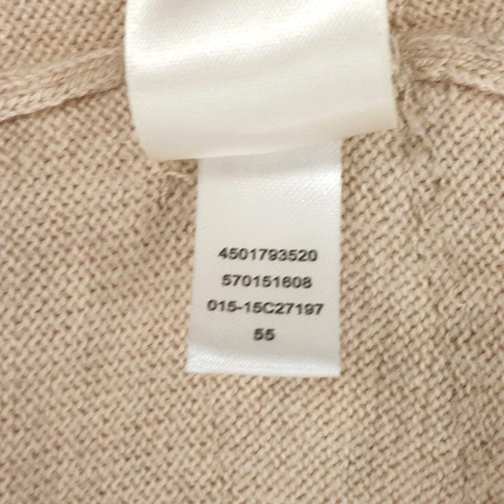 Chicos Sweater 2 Womens Large Beige Tan Cotton Blend Lace Hem Pullover Coastal